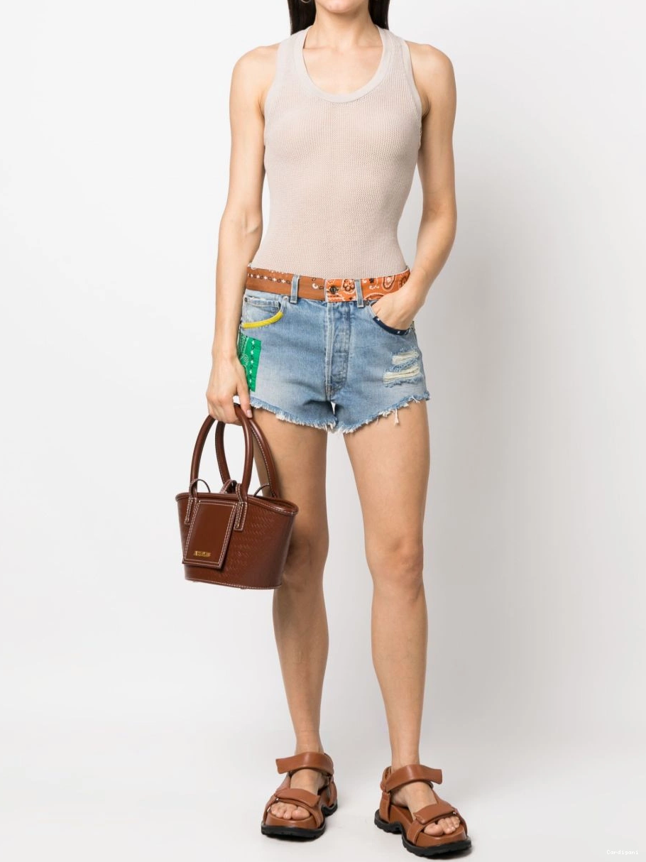 Cheap Women California bandana-print denim shorts Alanui 0323